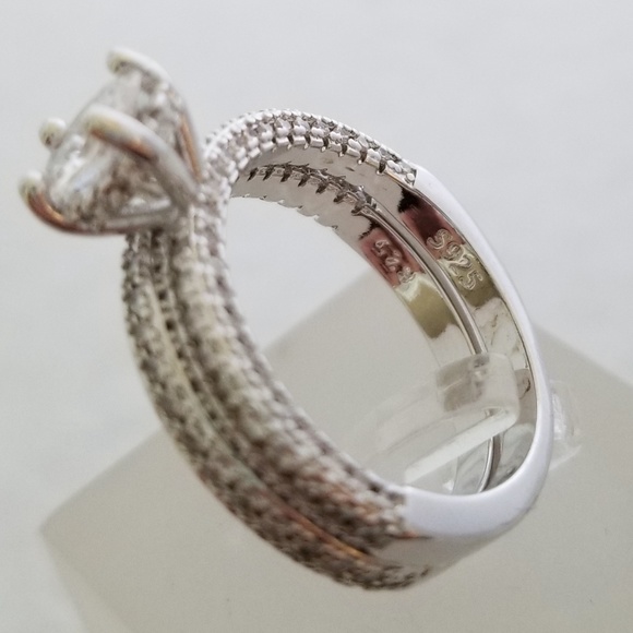 (2pcs) 1ct TW 18k Over Sterling Ring Set - Picture 6 of 8